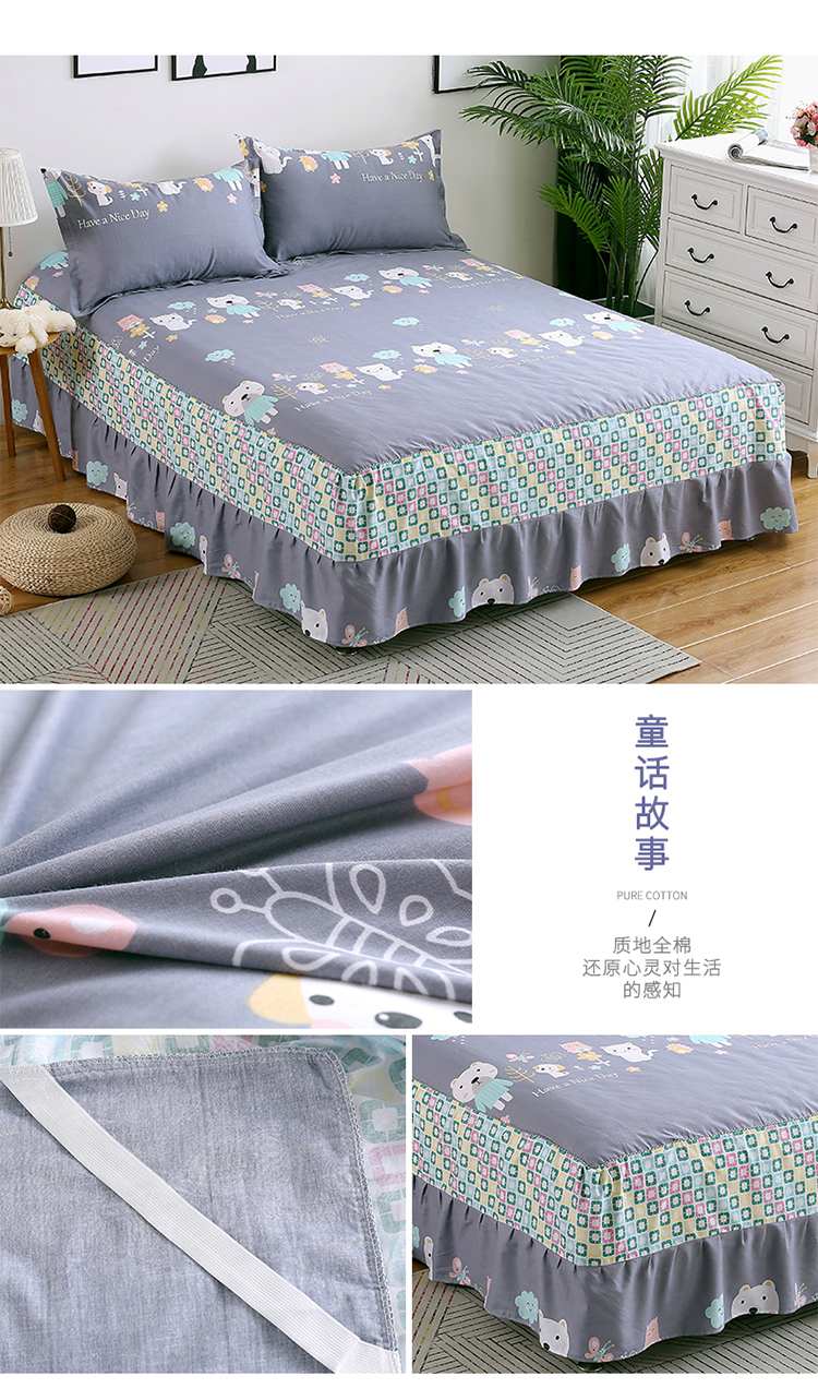 Khăn trải giường bằng vải bông đơn nhóm giường trải giường tấm trải giường 笠 cotton 1,5m1,8m trải giường phủ bụi ga giường viền họa tiết