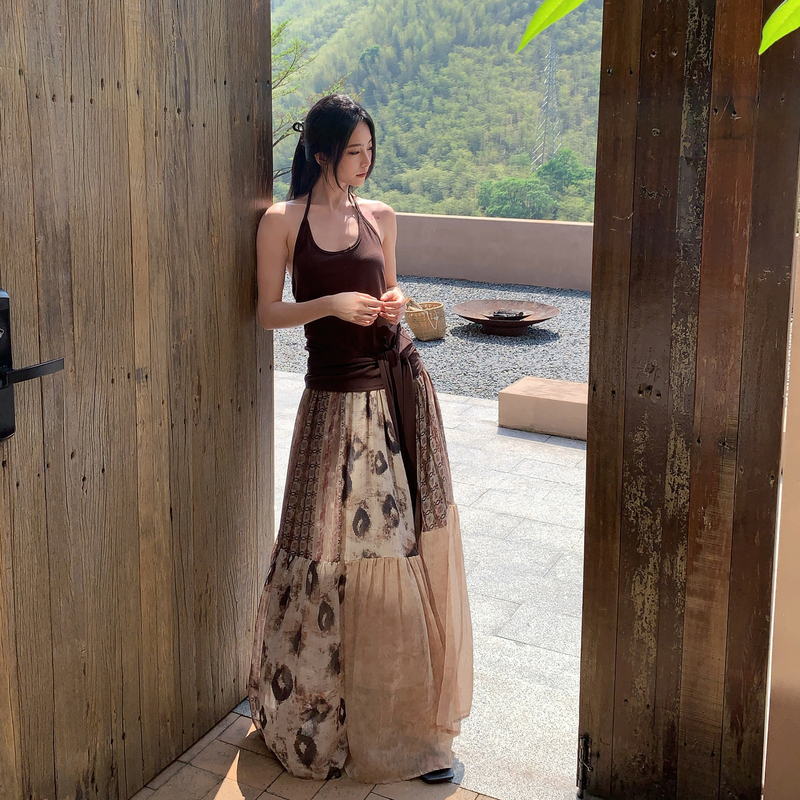 Xia Lan Xiyu Smbl Rain Retro Printed Chiffon Printed Skirt Long Skirt 2025 Summer Thin A-Line Skirt Xia Lan Xiyu Smbl Rain Retro Printed Chiffon Printed Skirt Long Skirt 2025 Summer Thin A-Line Skirt