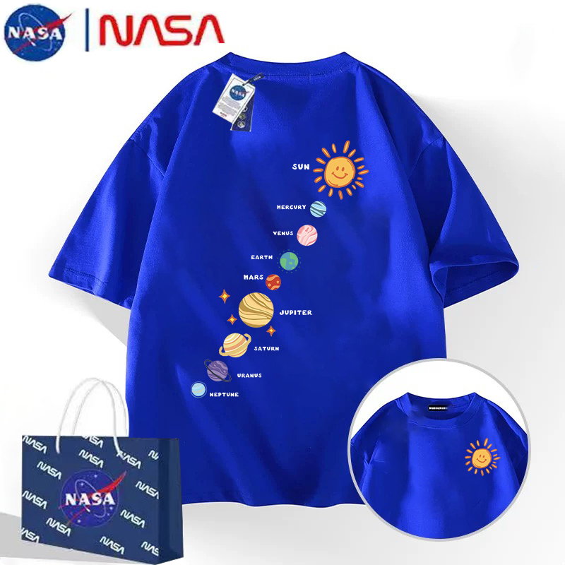 Nasa Co-Branded Planet Klein Blue Pure Cotton Short-Sleeved T-Shirt for Men 2025 New Summer Youth Half-Sleeve Nasa Co-Branded Planet Klein Blue Pure Cotton Short-Sleeved T-Shirt for Men 2025 New Summer Youth Half-Sleeve