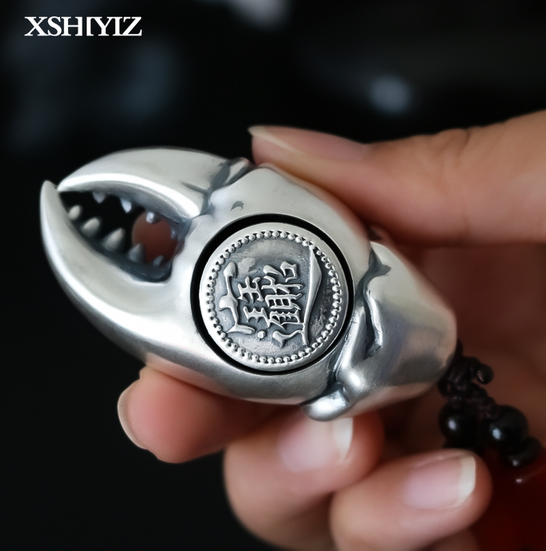 Pure Silver Crab Claw Pendant, 999 Pure Silver, Money-Crab-Leg Design, Personalized High-End Portable Accessory for Men
