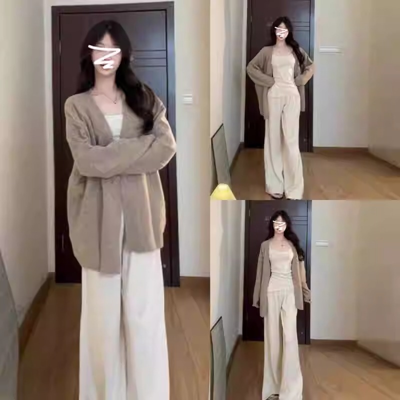Lazy Style Early Autumn Outfit Oatmeal Color Sweater Knitted Cardigan Women's Autumn and Winter 2026 High-End Loose Casual Jacket