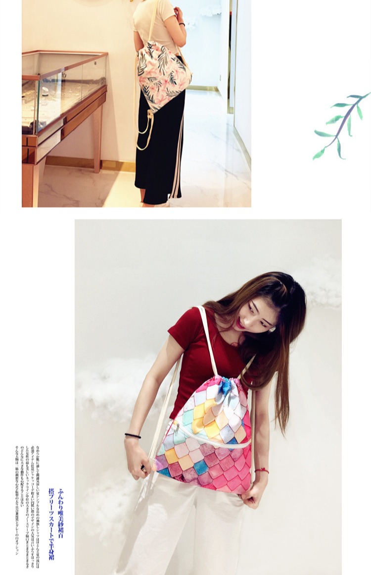 Sinh viên mới vô tư DrawString ba lô in siêu lửa kỹ thuật số in cầm tay chùm túi dây kéo ba lô không thấm nước balo đẹp nữ