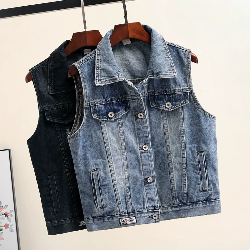 Năm 2020 mùa thu và mùa đông mới của phụ nữ Hàn Quốc denim không tay hàng đầu ngắn cỡ lớn áo vest vest áo khoác vest nhỏ - Áo vest