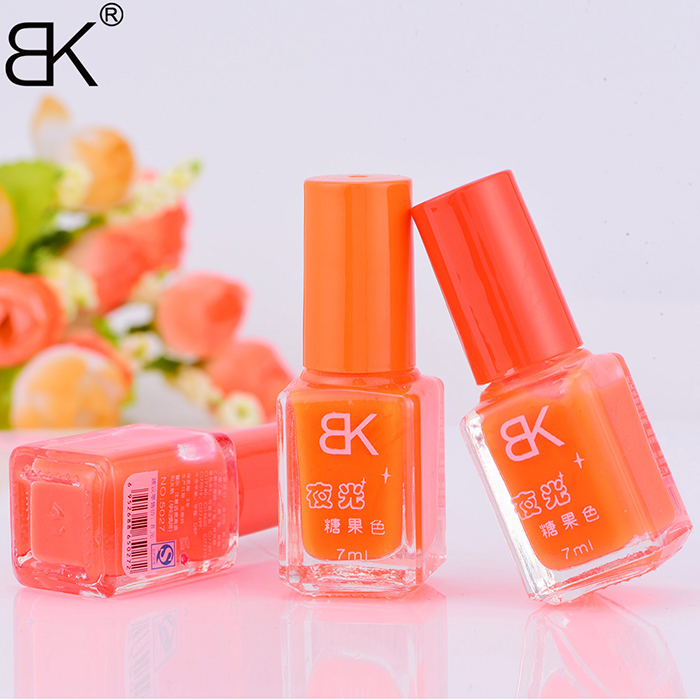Automatic batch BK nail polish quick dry not exfoliating luminous fluorescent light pure color nude color candy color 7ml