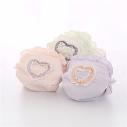 Japanese sweet lace heart-shaped lace cosmetic bag rugby bag irregular soft bag portable makeup storage clutch