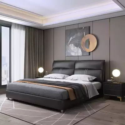 Nordic Wood cloth bed simple modern master bedroom double bed small apartment removable cloth bed soft storage wedding bed