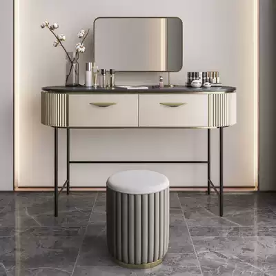 Light luxury makeup table Italian minimalist rock board Modern minimalist bedroom net celebrity ins high-end makeup table and chair with mirror