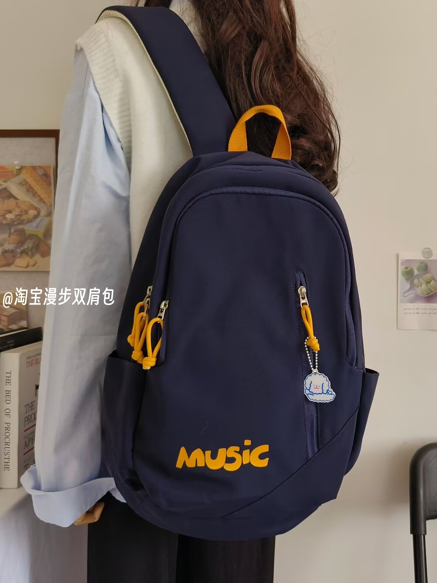 School Bag for Female Middle School Students, Simple and Versatile, Trendy Letter Backpack, Computer Bag, Hiking Travel Bag, Backpack for College Students, Trendy
