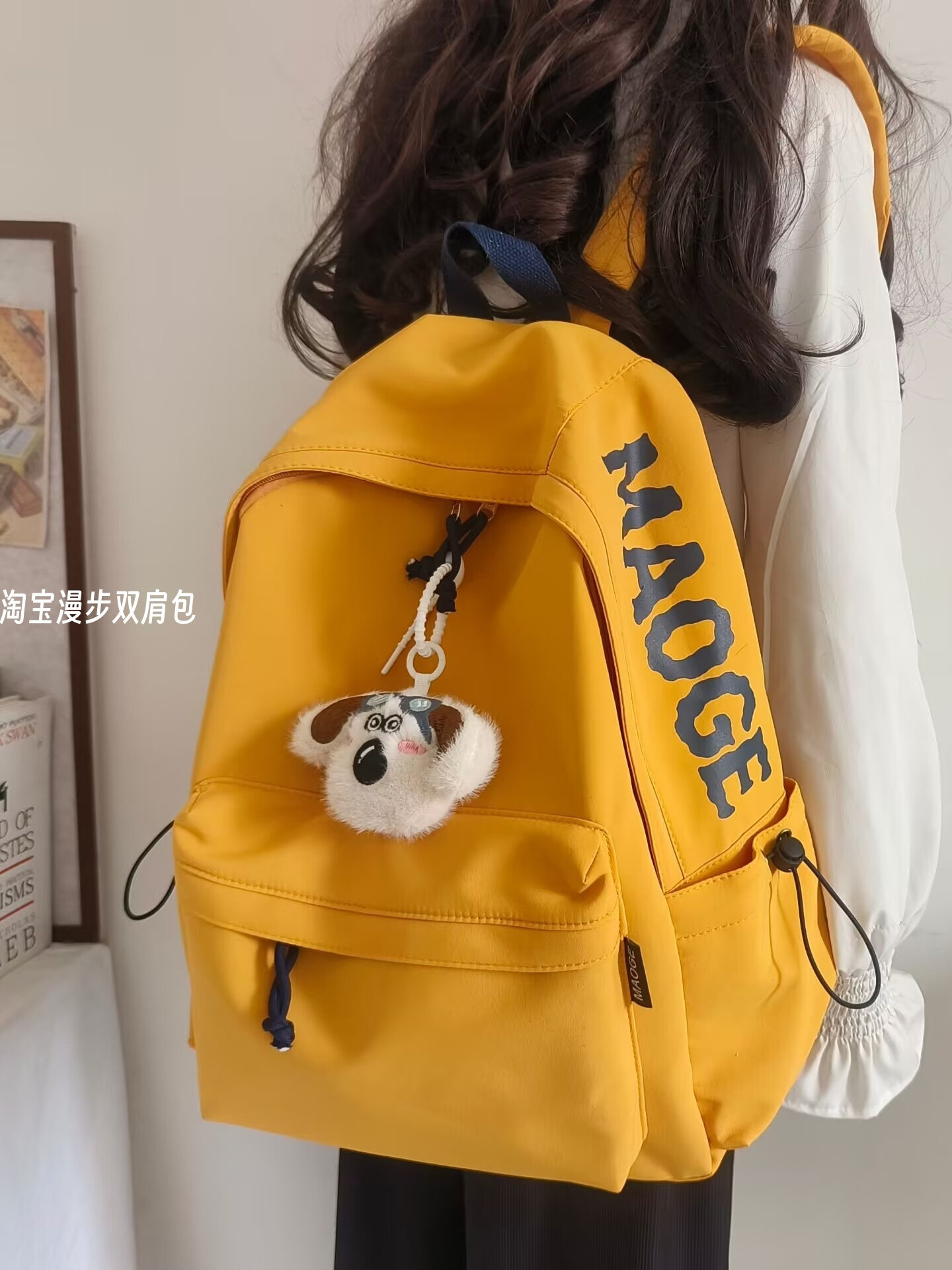 Backpack for Female College Students, Simple American Style, Trendy Letter Design, School Bag for Middle School Students, 2025 New Model, Fashionable Backpack