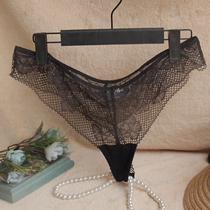 D home panties High quality Europe and the United States big T pants female temptation Transparent hollow mesh large size incognito black women