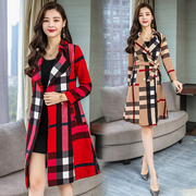 Stylish độ dài vừa phải phụ nữ áo khoác áo gió mùa thu 2019 / mùa đông ăn mặc Hàn Quốc phiên bản mới của màu kẻ sọc khí hiển thị thủy triều áo mỏng