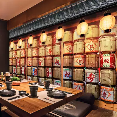 日式居酒屋墙纸日料店和风装饰墙布日本寿司餐厅清酒馆背景墙壁纸