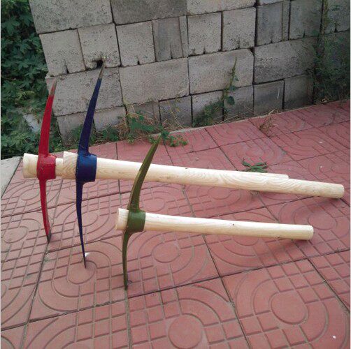 Outdoor pick pick cross pick pick bamboo digging tools Gardening hoe pick pick head pick axe sheep pick Steel pick Double flat tip chisel Ice pick strip hoe