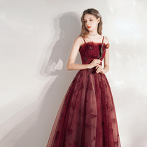 Toast dress bride 2022 new marriage spring red banquet temperament back door dress simple woman