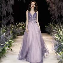 Banquet evening dress girl 2022 new dream host temperament hanging sexy annual dress long dress