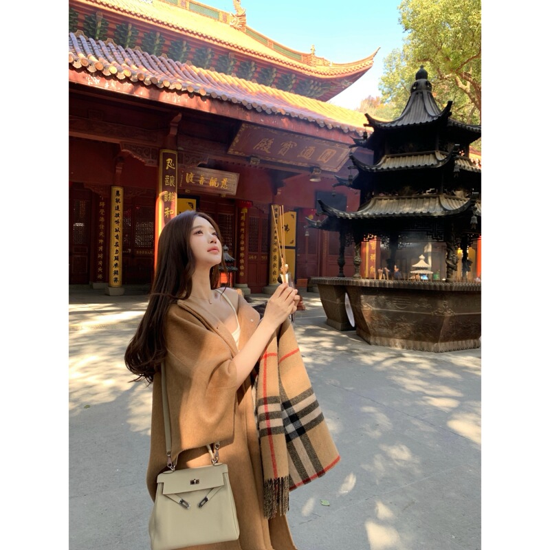 Poet Wong【Zhaozhao Ruyan】New Year Cape High-Quality M*Axm Double-Sided Camel Wool Coat