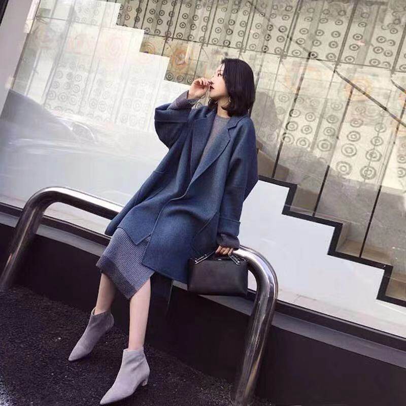 2021 autumn and winter new bifacial cashmere with great coat high-coat superior sensation small suits turtface fur coats women boomers