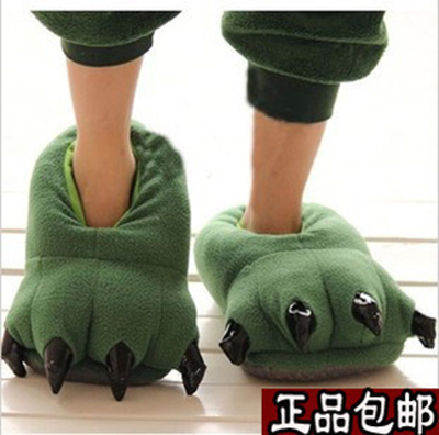 Winter Love Apartment Cartoon Dinosaur Bear Paw Non-Slip Warm Plush Indoor Funny Men's and Women's Paw Cotton Slippers
