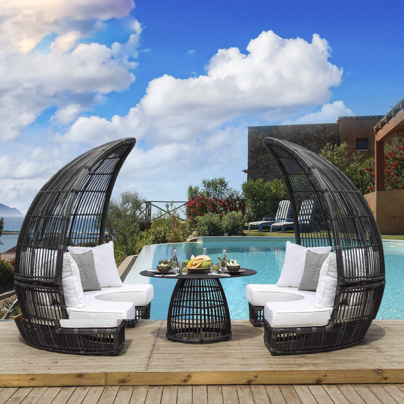 Outdoor Rattan Lying Bed Scenic Garden Bird Cage Sofa B&B Net Red Bird Nest Round Bed Outdoor Villa Leisure Furniture