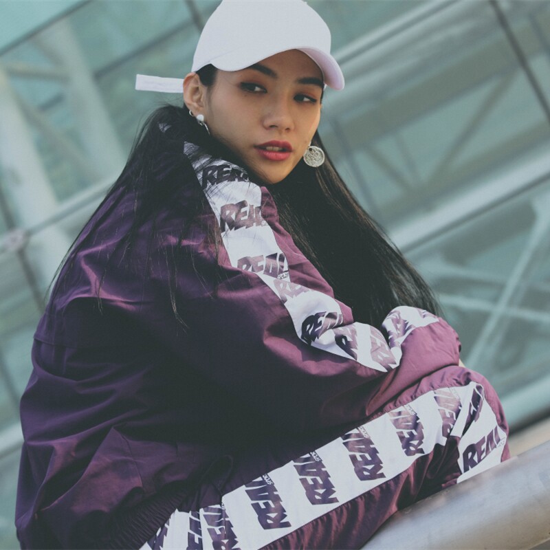 【Realsport】四色套装 校裤套装 宽松风衣夹克 串标紫色上衣