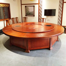 Hotel Big Round Table Electric Dining Table Hotel Banquet Flowers Pears Wood Leather Big Round Table Dining Room Hot Pot Round Table New