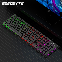 Jixuan KB860 rainbow backlight imitation mechanical feel wired gaming notebook desktop keyboard black