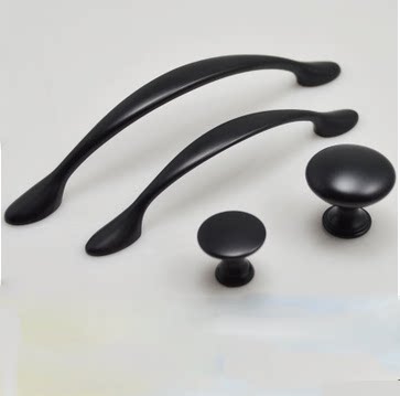European classic pure black solid thickness furniture drawer handle American black antique cabinet door small handle