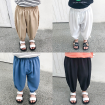 Baby anti-mosquito pants summer new solid color boys casual pants Baby foreign clothes thin childrens sports pants tide