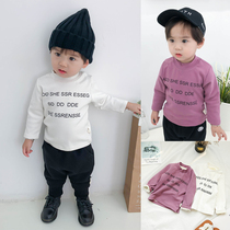 Boys t-shirt 2021 winter new thin velvet warm long-sleeved top baby base shirt baby Korean version of the tide clothing small