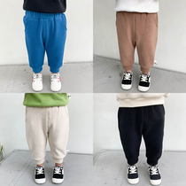Childrens pants 2021 autumn and winter clothes New plus velvet baby casual pants boys sports pants baby Foreign style trousers tide