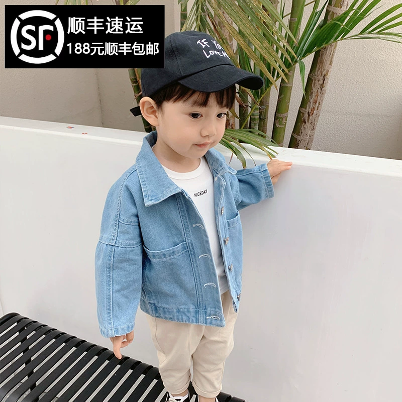 Áo khoác bé trai mùa xuân 2020 mùa xuân mới màu rắn giặt áo khoác cho bé kiểu phương Tây Quần áo trẻ em Hàn Quốc - Áo khoác