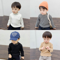 Boys T-shirt 2021 autumn winter wear new thick half high collar baby long sleeve top baby boomer base shirt