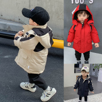 Baby down jacket 2020 winter new childrens clothing warm boy jacket Baby foreign style childrens medium and long fashion clothes