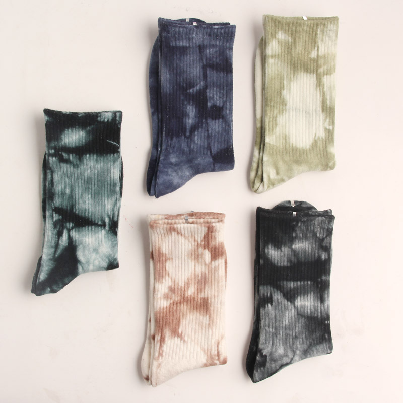 Trendy Basketball Long Socks Street Style Spring and Summer Tie-Dye Sports Thin Socks Unisex Mid-Calf Socks Hip-Hop Personality Cotton Socks