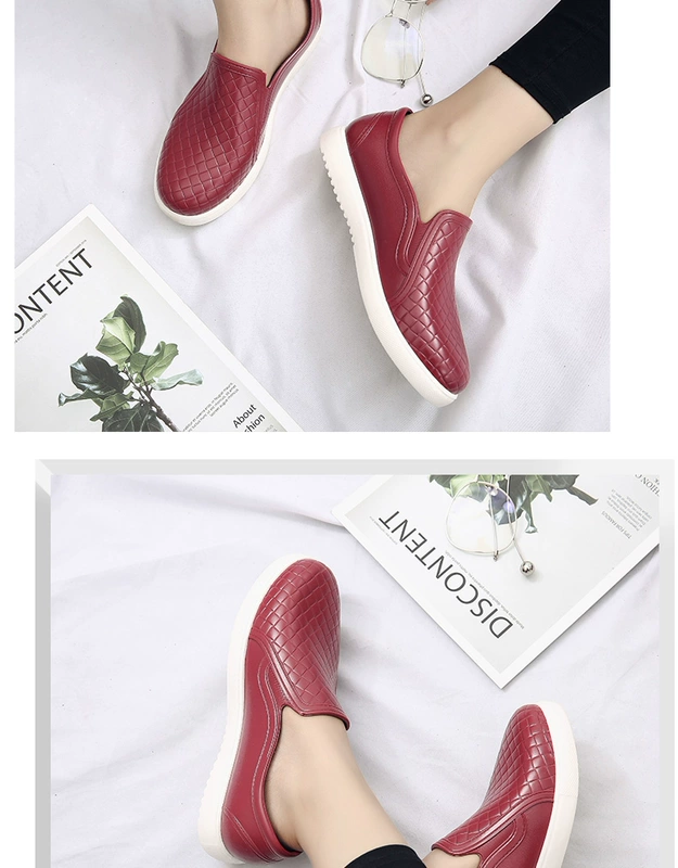 Thời trang giày đi mưa nữ Hàn Quốc dễ thương giày nước mưa giày ống ngắn dành cho người lớn giày cao su không thấm nước chống trượt bàn đạp nhà bếp