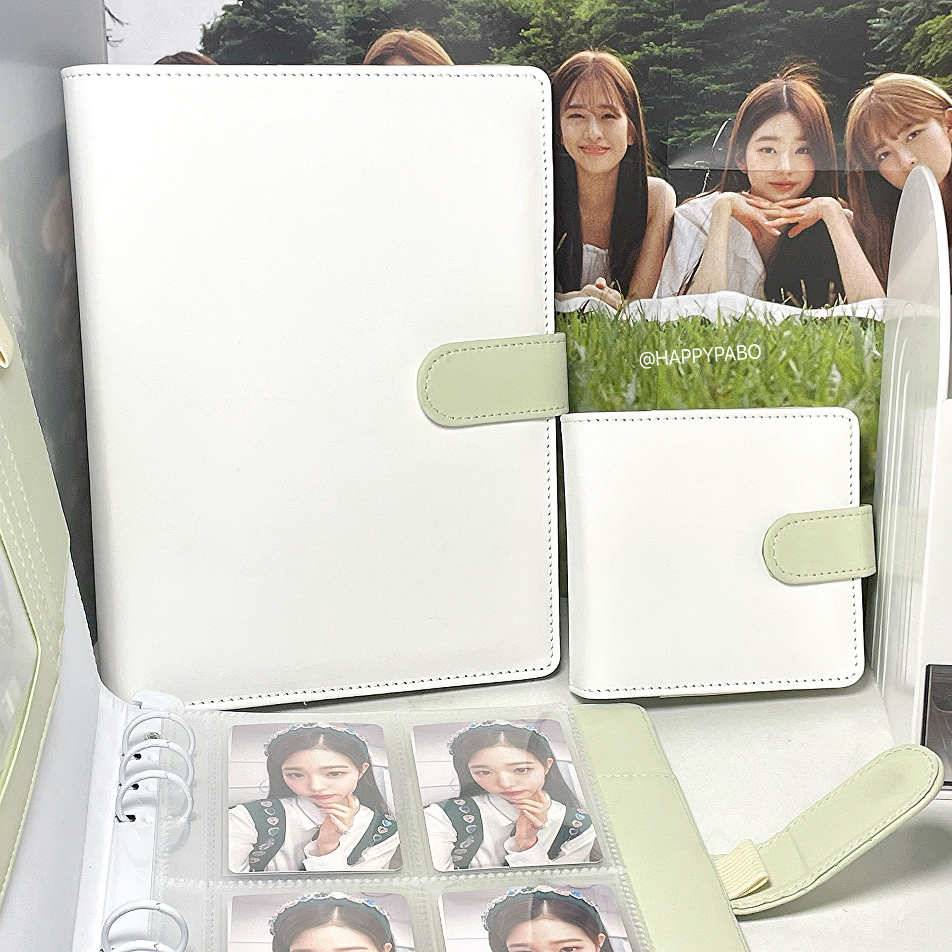 Happy idiot self-made splicing pu green card book chasing stars storage small card 3 inch four-grid single-grid mini photo album
