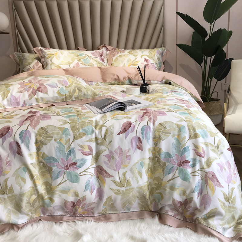 Summer silk slimy nude sleep 80 Leinades Lean Days Silk Four Sets Fields Garden Wind Flowers Quilt Fresh Bed supplies 1 8m
