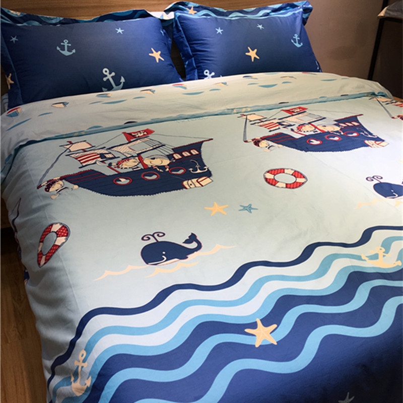 Cotton children's bedding four-piece set Cotton boy boy cartoon bedding sheet quilt cover 1 2m1 5m