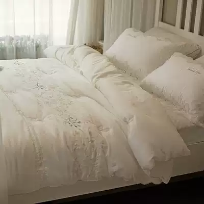 Autumn and winter thick quilt double quilt core white 40 days silk tribute satin embroidery quilt winter quilt