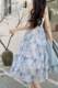 2024 plus size fugitive Princess long dress for women, gentle style high waist ruffled smudged glitter printed suspender dress