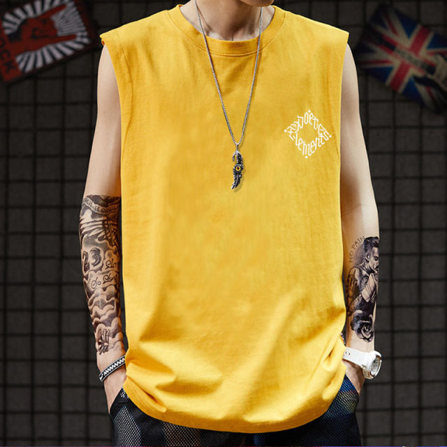 2022 ແນວໂນ້ມແຫ່ງຊາດ summer sweat vest outer wear vest basketball fitness ins plus fat men's sports trend sleeveless t-shirt