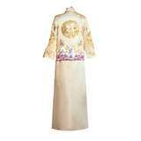 Традиционный свадебный наряд Сюхэ, демисезонное золотое свадебное платье, коллекция 2021, китайский стиль, дракон и феникс