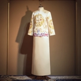 Традиционный свадебный наряд Сюхэ, демисезонное золотое свадебное платье, коллекция 2021, китайский стиль, дракон и феникс