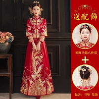 Красная цветочная парча без бриллианта+красный головной убор