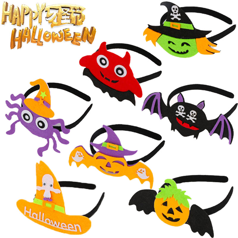 Halloween headband props cartoon animal witch headband spider headdress wizard hat bat pumpkin horn head buckle