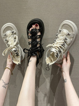 Trendy brand design platform sandals for women summer 2024 new Korean style niche hollow one-strap Roman sandals