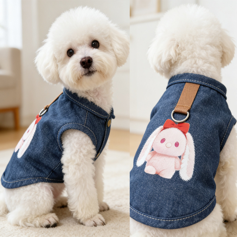 Pet Denim Vest Small Dog Cat Clothes Teddy Bichon Schnauzer Pomeranian Spring and Summer Thin Clothing Pet Denim Vest Small Dog Cat Clothes Teddy Bichon Schnauzer Pomeranian Spring and Summer Thin Clothing