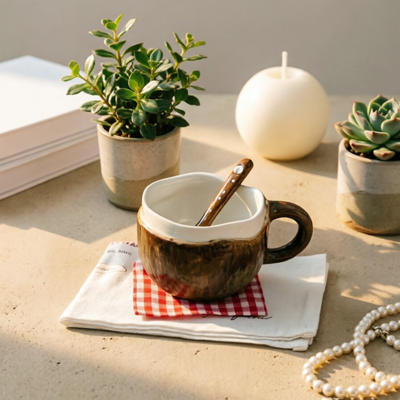 Coconut Design Mug Creative Coconut Shell Coffee Cup Kiln-Fired Ceramic Cup Gift Home Afternoon Tea Breakfast Cup