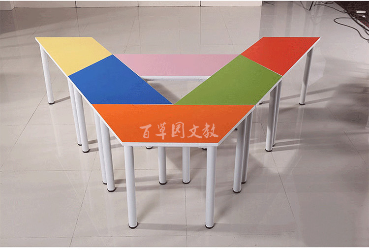 Bán trực tiếp nội thất trường học bàn học sinh kết hợp màu sắc mẫu giáo bàn hình thang - Nội thất giảng dạy tại trường
