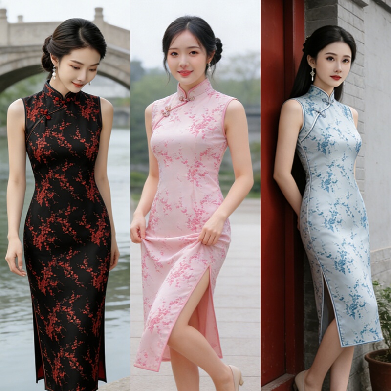 Model Team Catwalk Style Slimming Plum Blossom Long Dress Stage Costume Women's New Chinese Style Cheongsam 2025 New Model Model Team Catwalk Style Slimming Plum Blossom Long Dress Stage Costume Women's New Chinese Style Cheongsam 2025 New Model